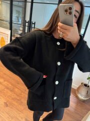 Cashmere yumuşak dokulu ceket hırka siyah