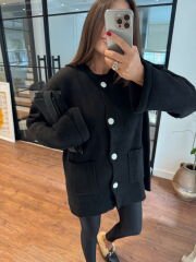 Cashmere yumuşak dokulu ceket hırka siyah