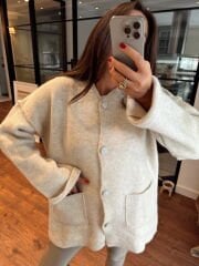 Cashmere yumuşak dokulu ceket hırka taş renk