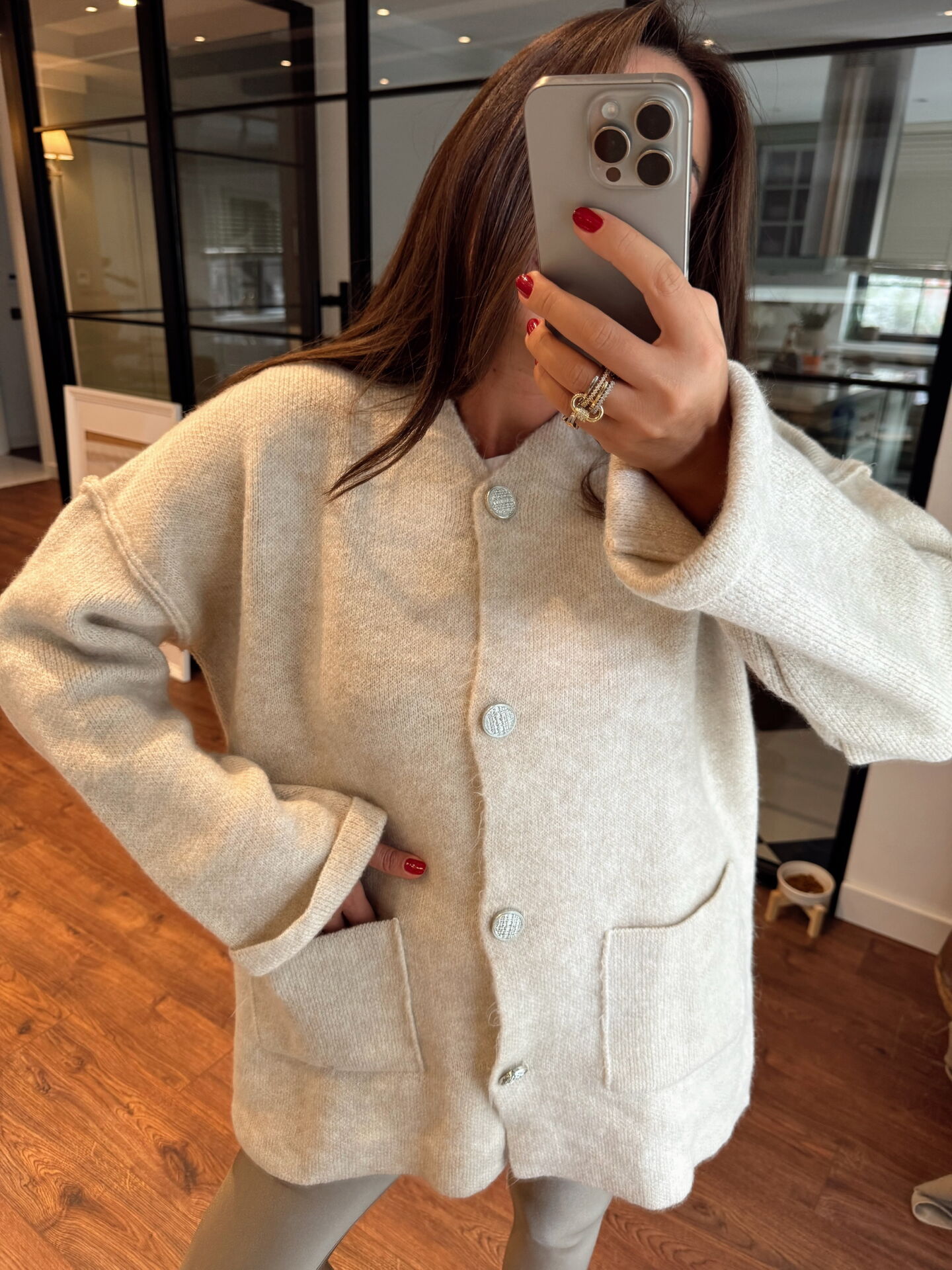 Cashmere yumuşak dokulu ceket hırka taş renk