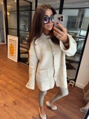 Cashmere yumuşak dokulu ceket hırka taş renk