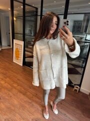 Cashmere yumuşak dokulu ceket hırka taş renk