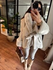 Vizon oval kürklü kaşe ceket