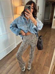 Oysho fitilli leopar desen tayt pantolon