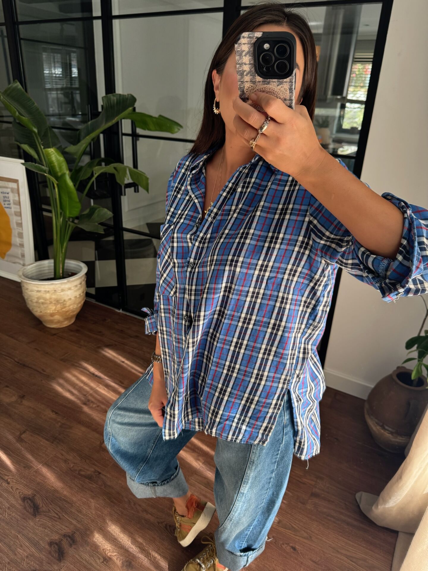 Ekoseli pamuklu gömlek