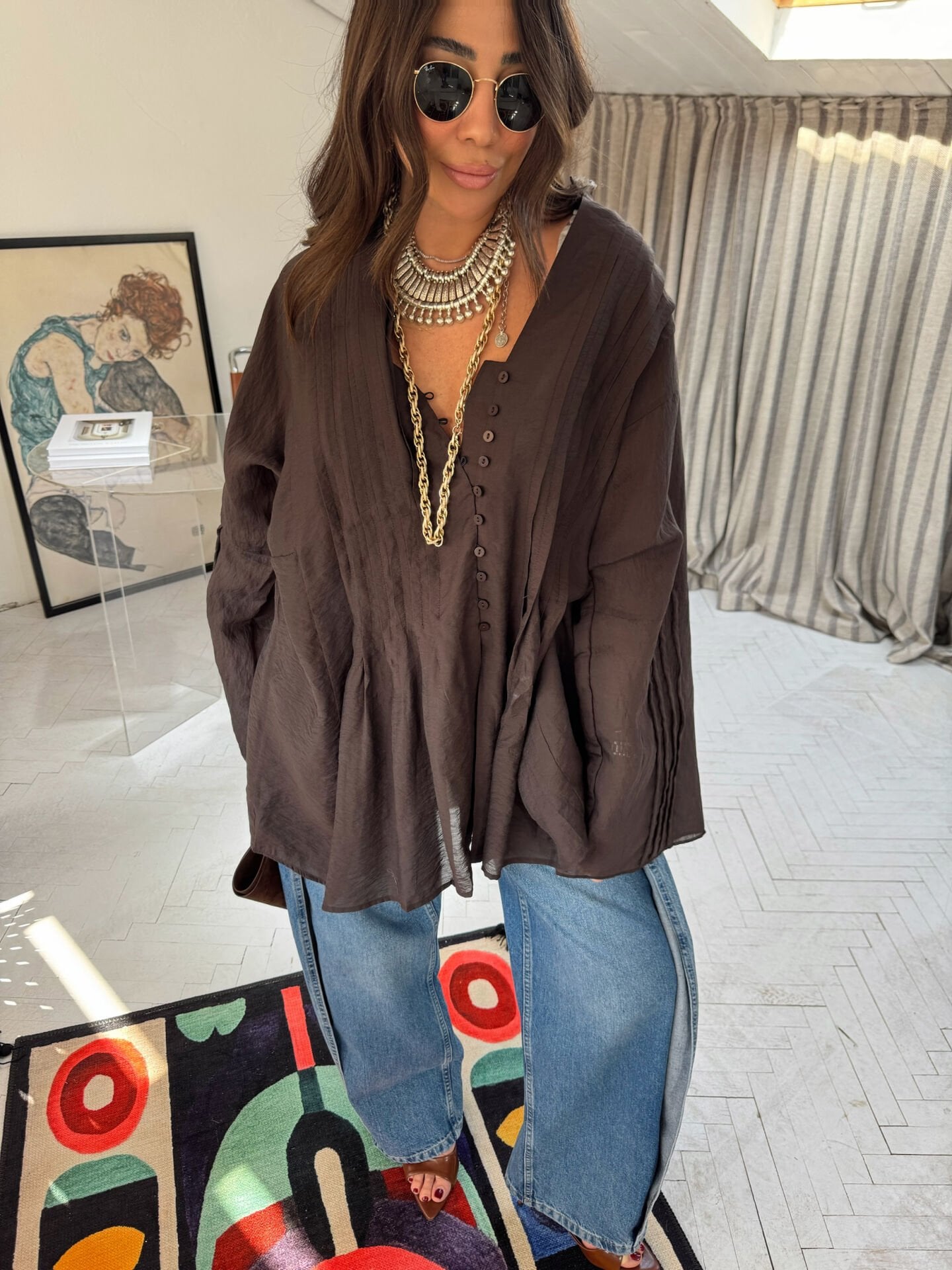 Bohem acı kahve gömlek