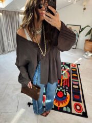 Bohem acı kahve gömlek