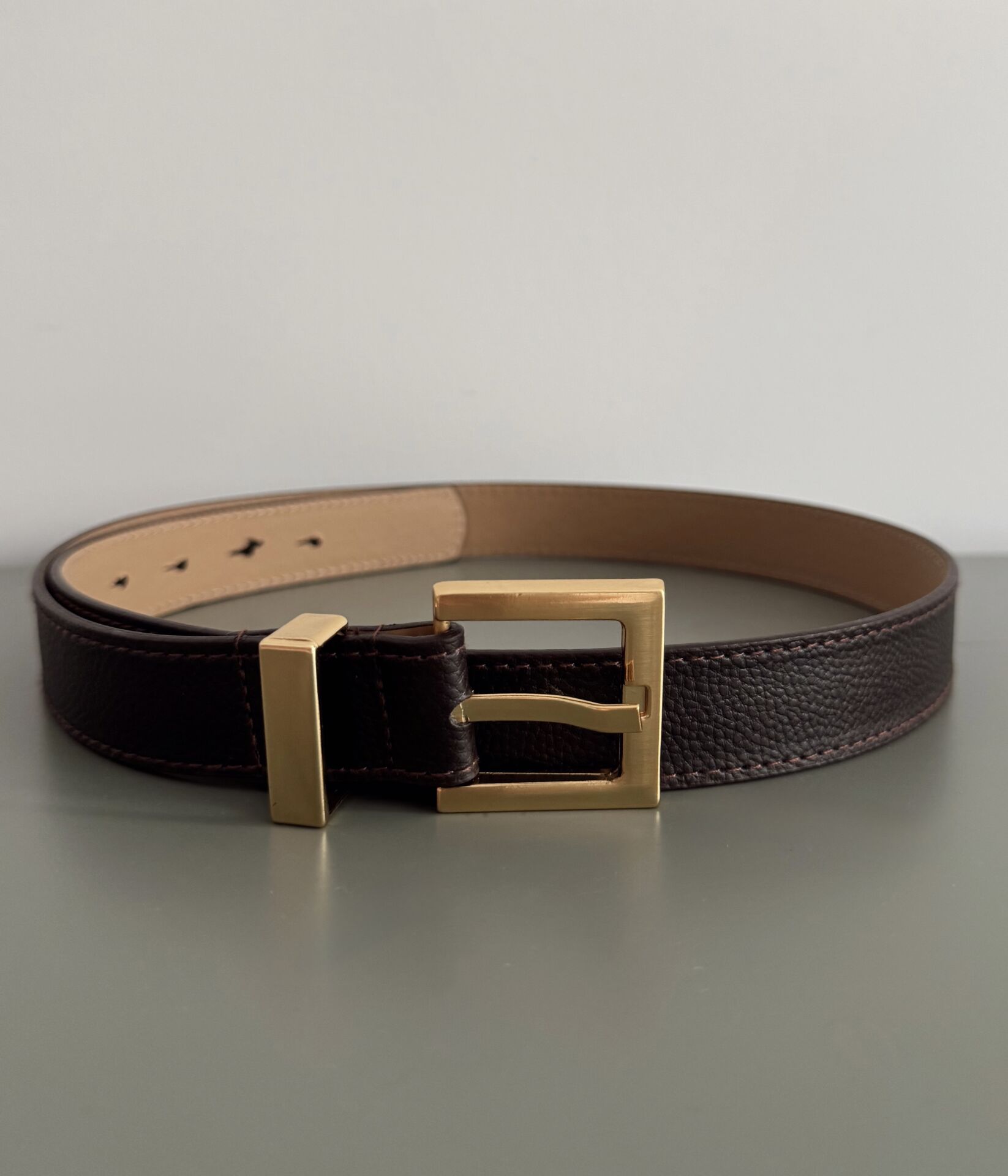 Vanity gold tokalı acı kahve deri kemer