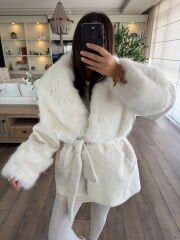 Kürk detay sakallı kaşe kaban