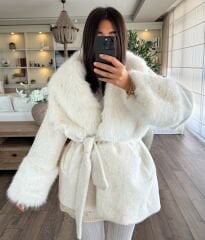 Kürk detay sakallı kaşe kaban