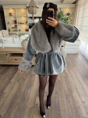 Kürk detay sakallı kaşe kaban