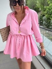 Soft Pembe Şort Astarlı Elbise