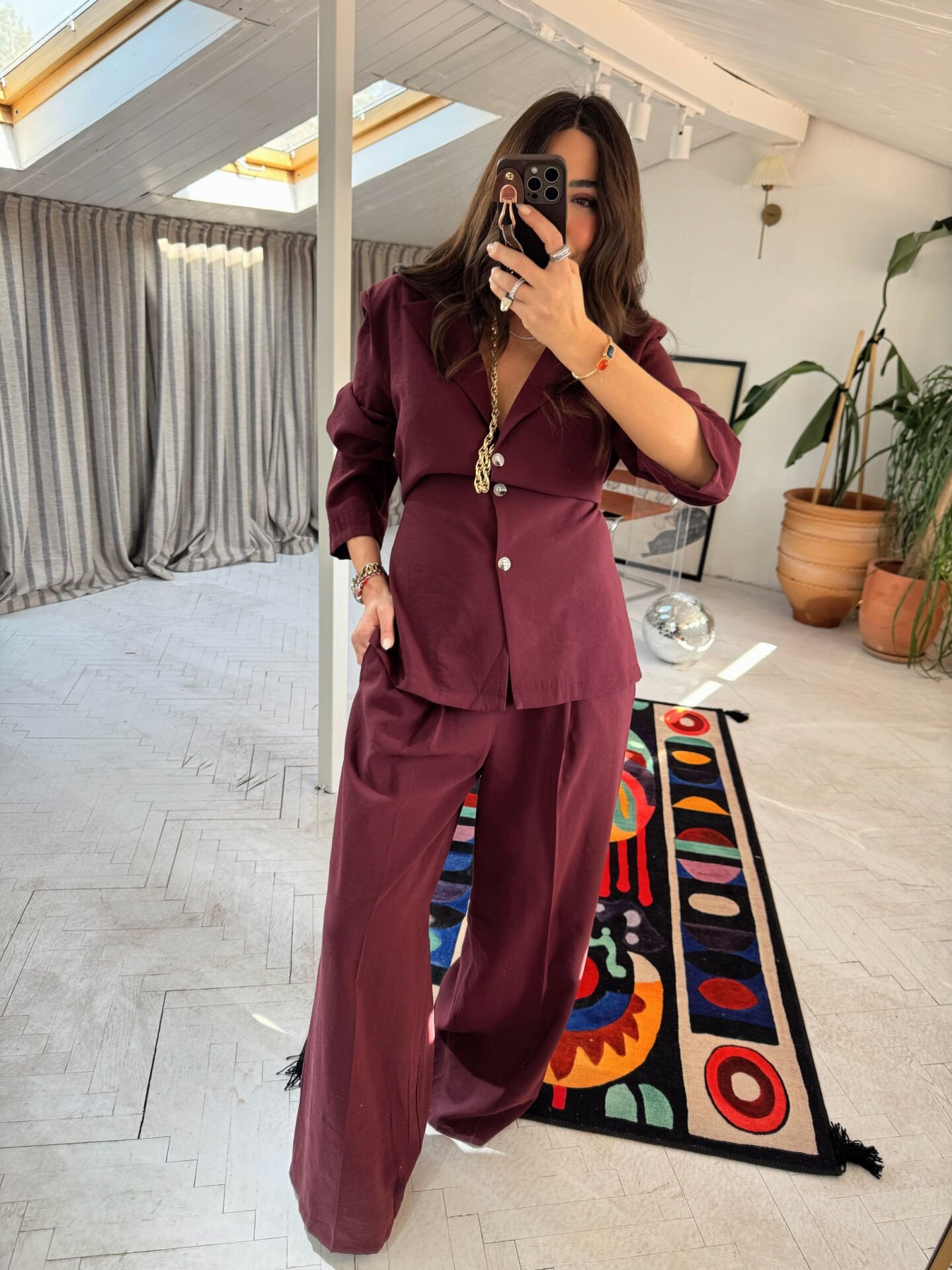 Vatkalı Belden Kuşaklı Modal Takım Bordo