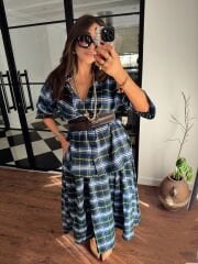 Oduncu kumaş gömlek & closh etek takım