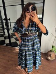 Oduncu kumaş gömlek & closh etek takım