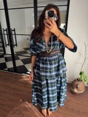 Oduncu kumaş gömlek & closh etek takım