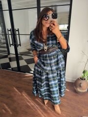 Oduncu kumaş gömlek & closh etek takım