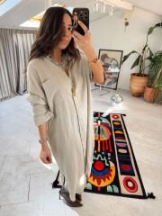 Müslin oversize gömlek elbise taş renk