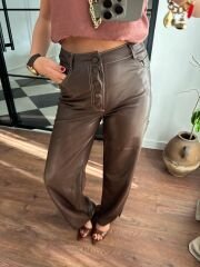 Acı Kahve Kargo Deri Pantolon