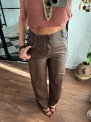 Acı Kahve Kargo Deri Pantolon