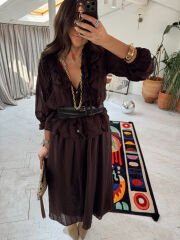 Fırfırlı şifon etek &gömlek takım