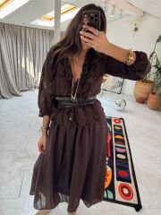 Fırfırlı şifon etek &gömlek takım