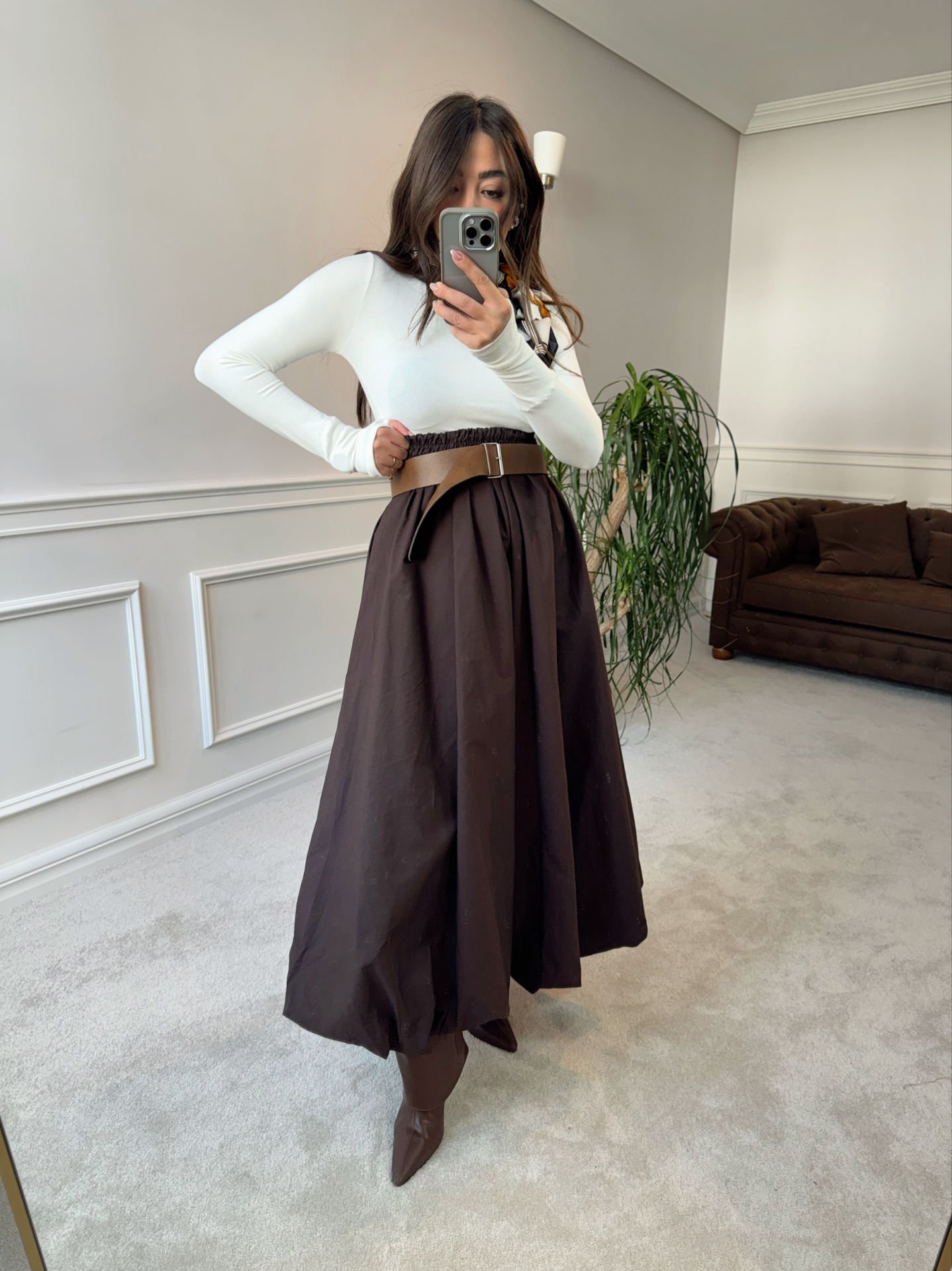 Kalın dokulu formlu closh etek