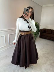 Kalın dokulu formlu closh etek