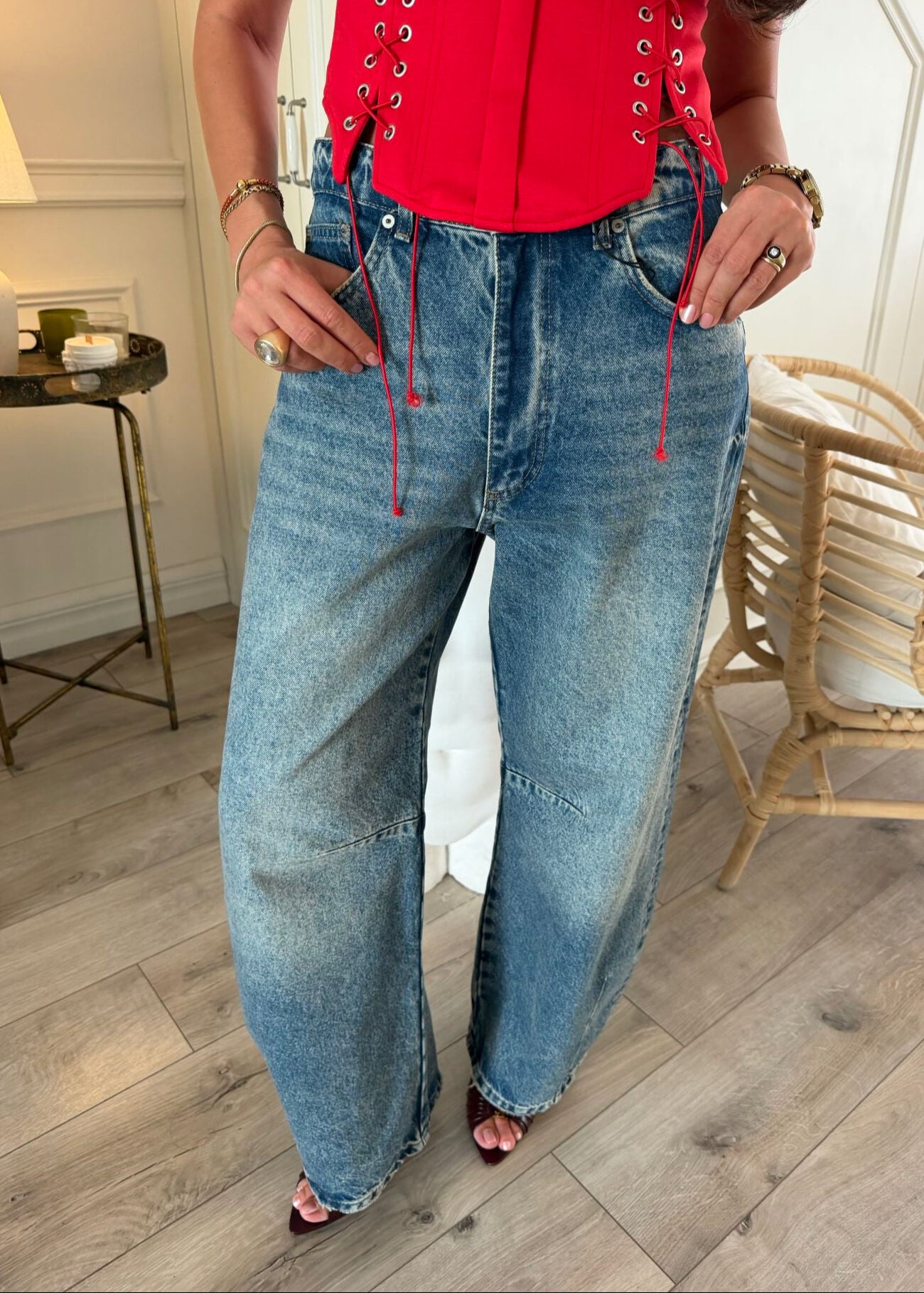 PENSLİ ESKİTME BAGGY JEAN