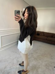 Gömlek geçişli fitilli hırka