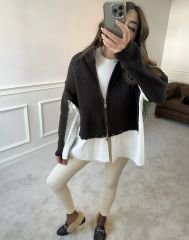 Gömlek geçişli fitilli hırka