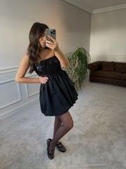 Payet büstiyerli balon etekli elbise