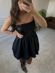 Payet büstiyerli balon etekli elbise