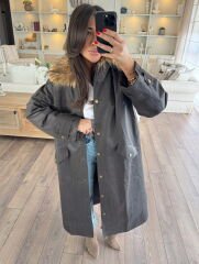 Kürk yaka mumlu parka