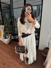 Müslin fırfırlı özel dikim etek