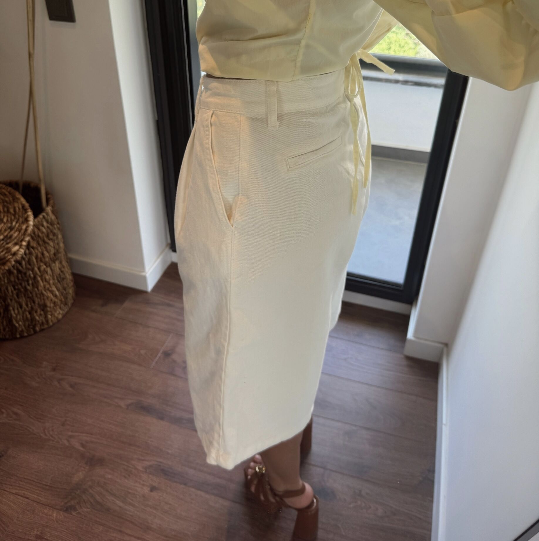 Pileli Bermuda Denim Şort