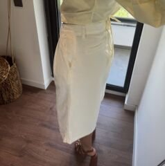 Pileli Bermuda Denim Şort