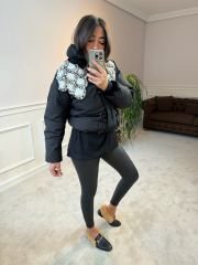 Puffy işlemeli ithal mont