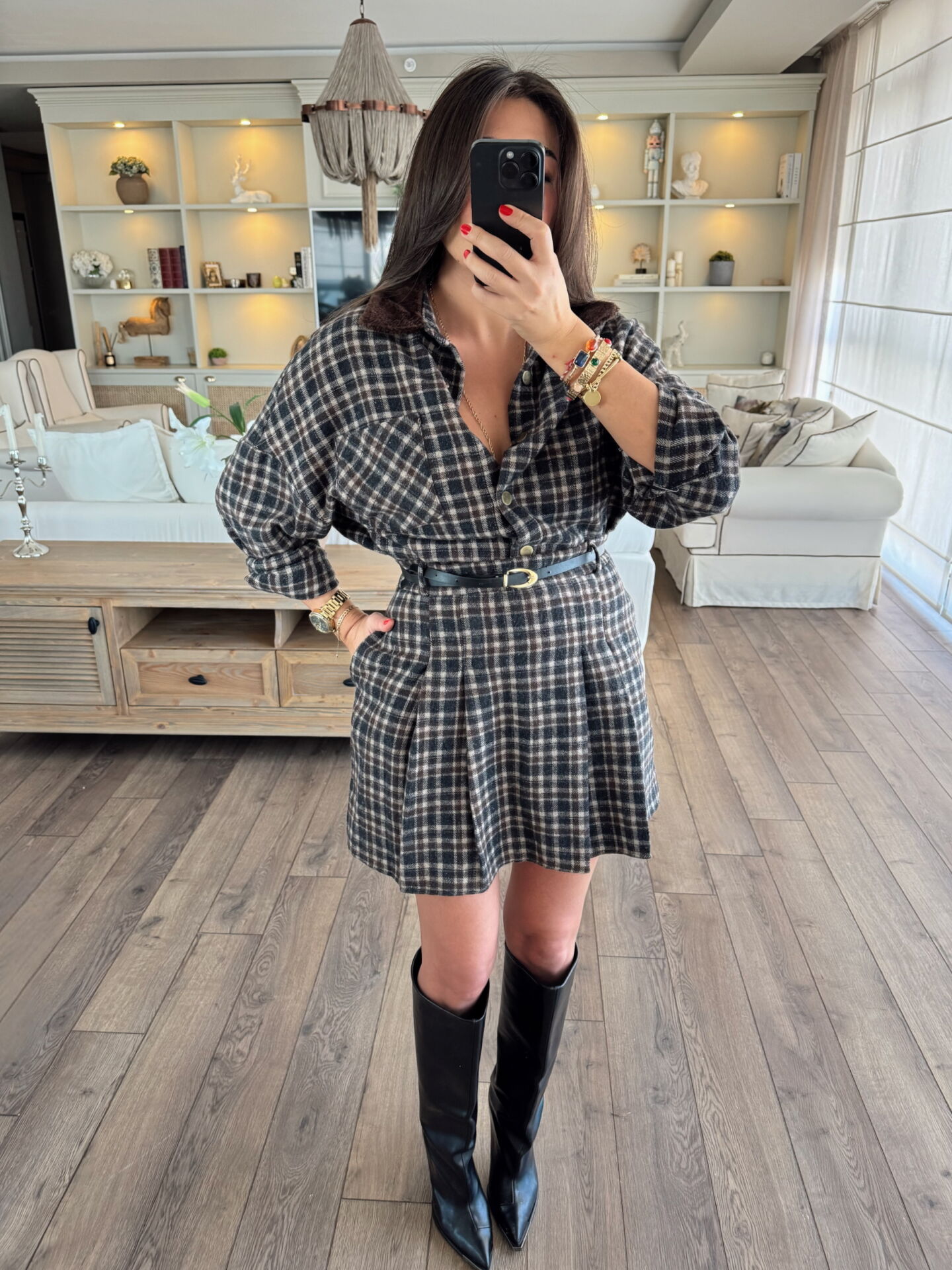 Kadife yakalı oduncu takım