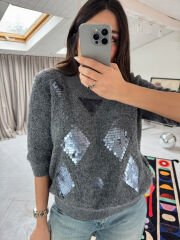 Yarım kol pullu triko