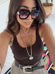 Kaşkorse U Yaka Fitilli Atlet Acı Kahve