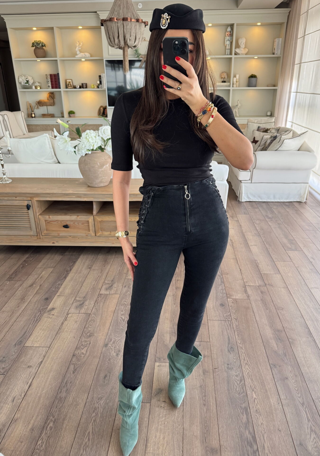 Bağcıklı skinny jean