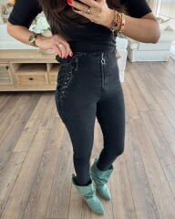 Bağcıklı skinny jean