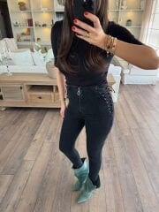 Bağcıklı skinny jean