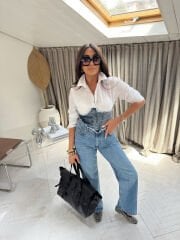 Garnili Denim Korseli Gömlek