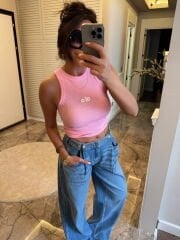 Alo Fitilli Halter Yaka Atlet Şeker Pembe