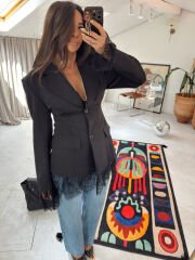 Dantelli Vatkalı Ceket Siyah ( Ön Sipariş)