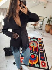 Dantelli Vatkalı Ceket Siyah ( Ön Sipariş)