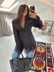 Dantelli Vatkalı Ceket Siyah ( Ön Sipariş)