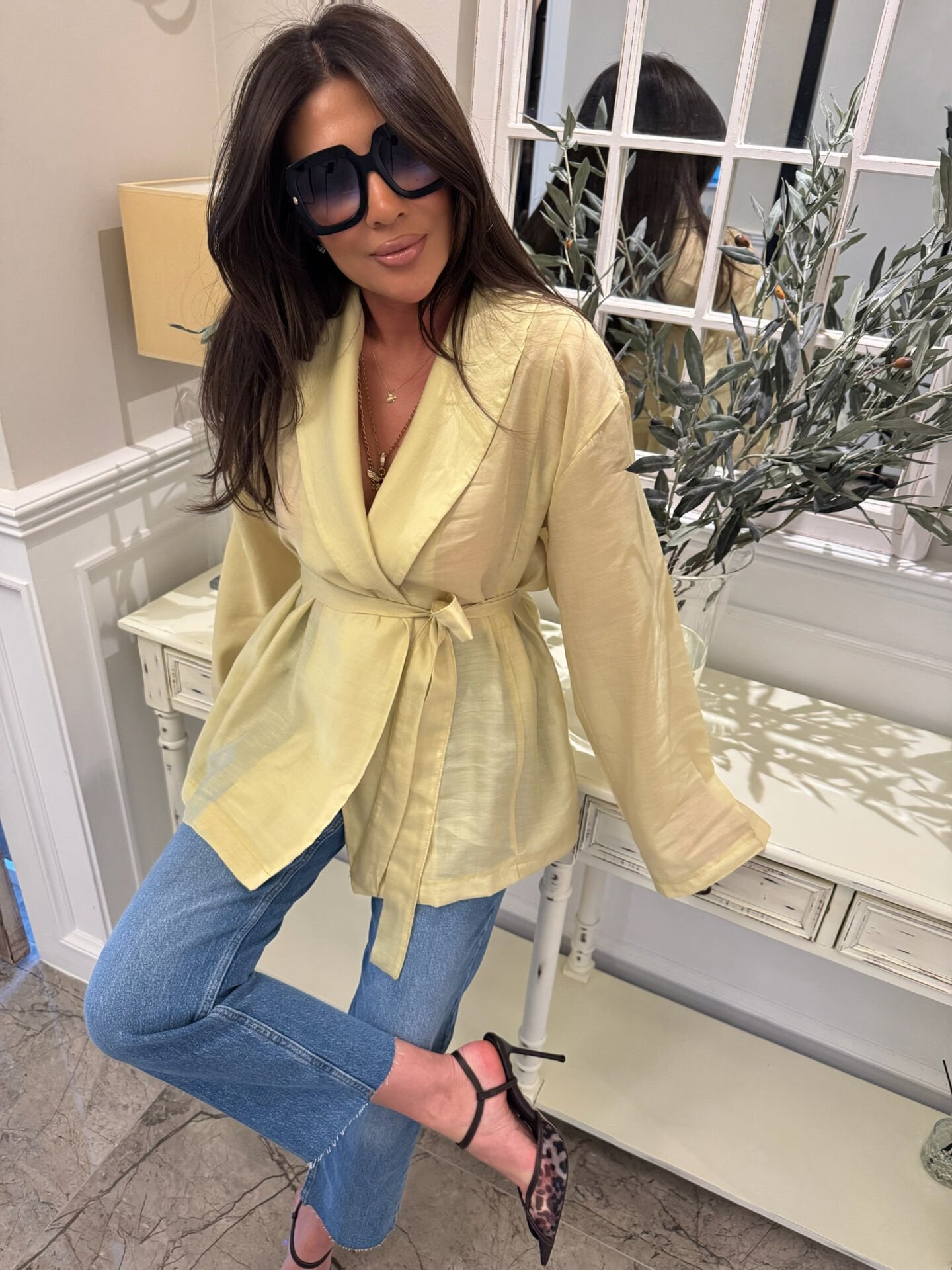 Kuşaklı Hardal Kimono